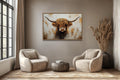 Rustic Highland Cow Canvas Wall Art