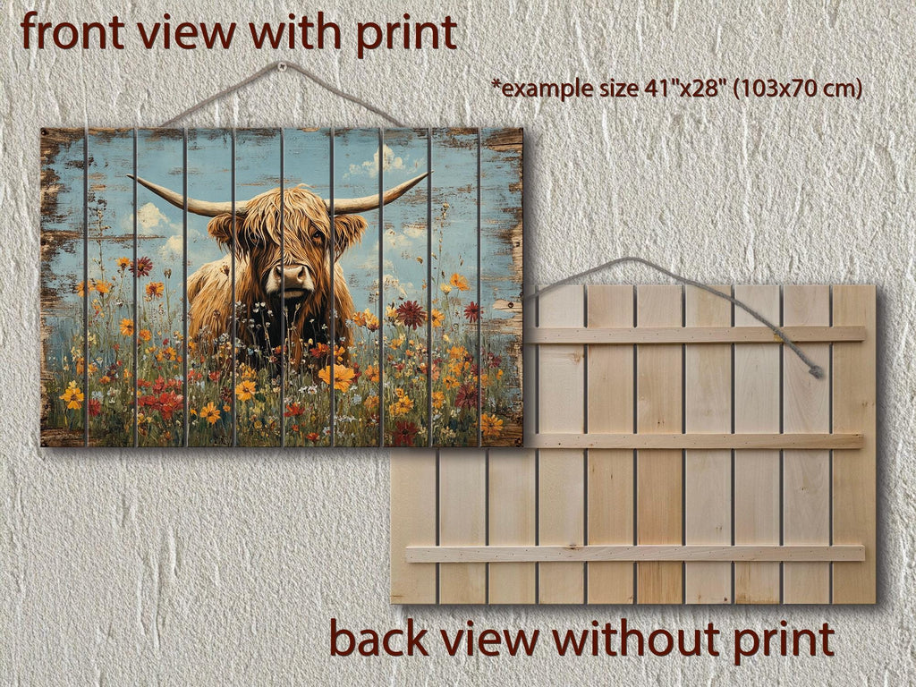 Rustic Highland Cow Wood Sign Wall Art