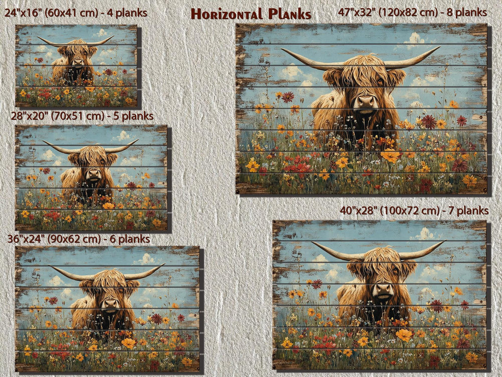 Rustic Highland Cow Wood Sign Wall Art