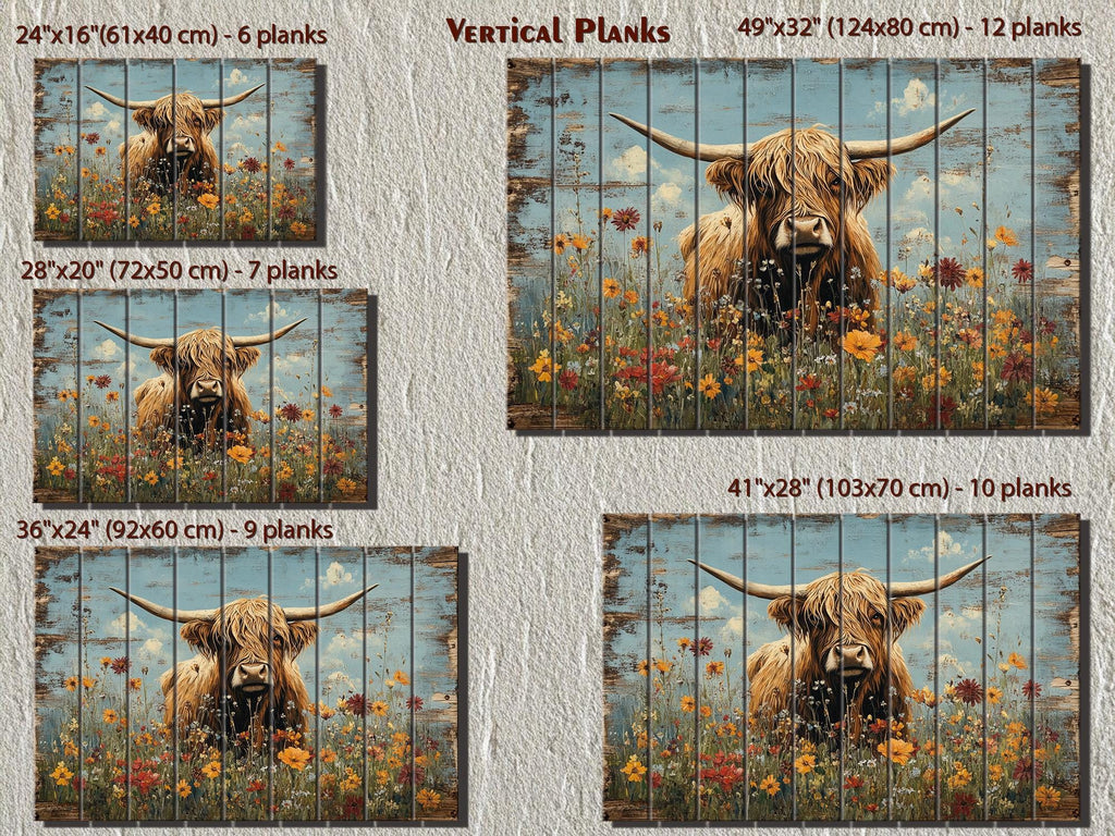 Rustic Highland Cow Wood Sign Wall Art