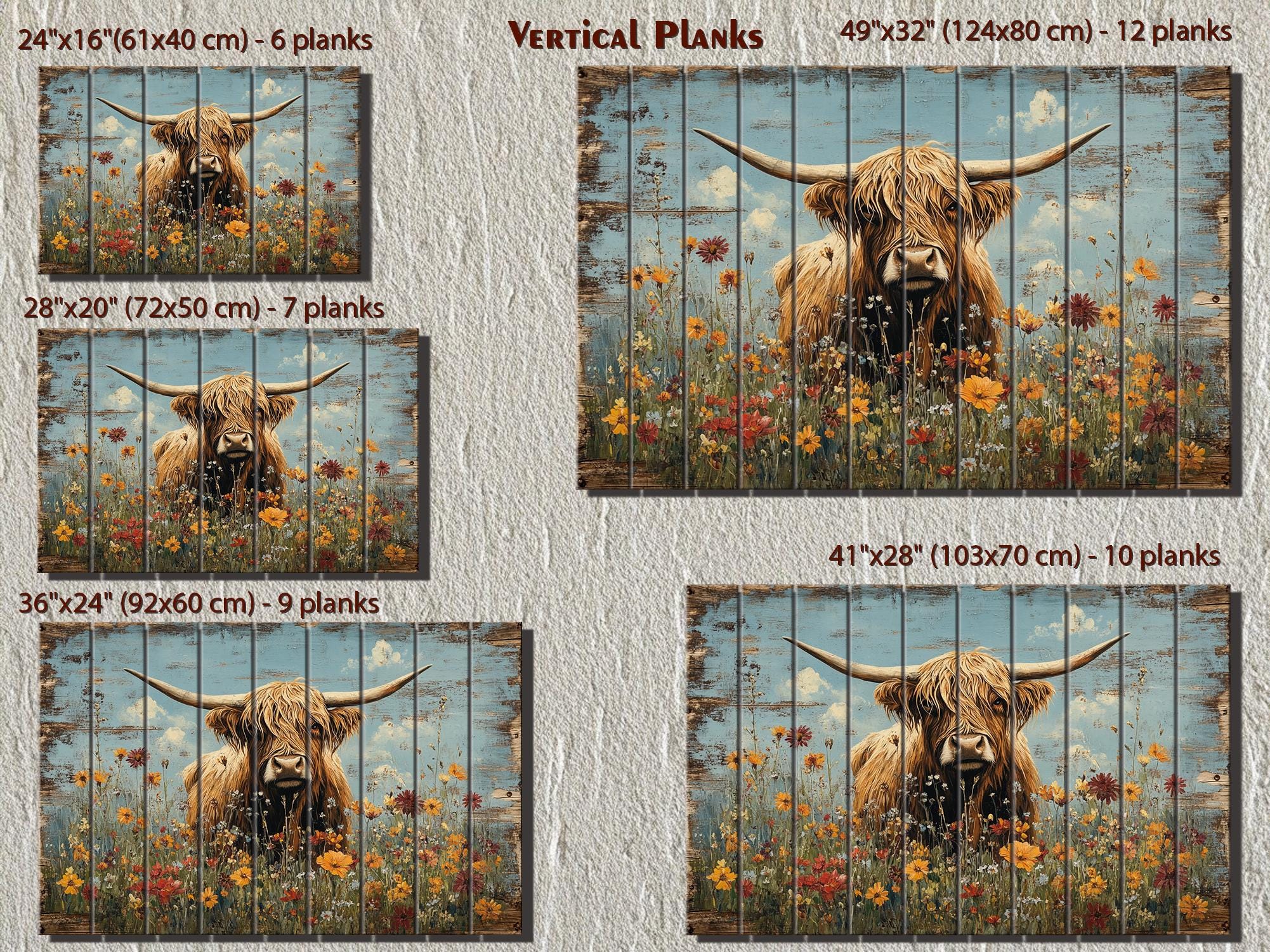 Rustic Highland Cow Wood Sign Wall Art