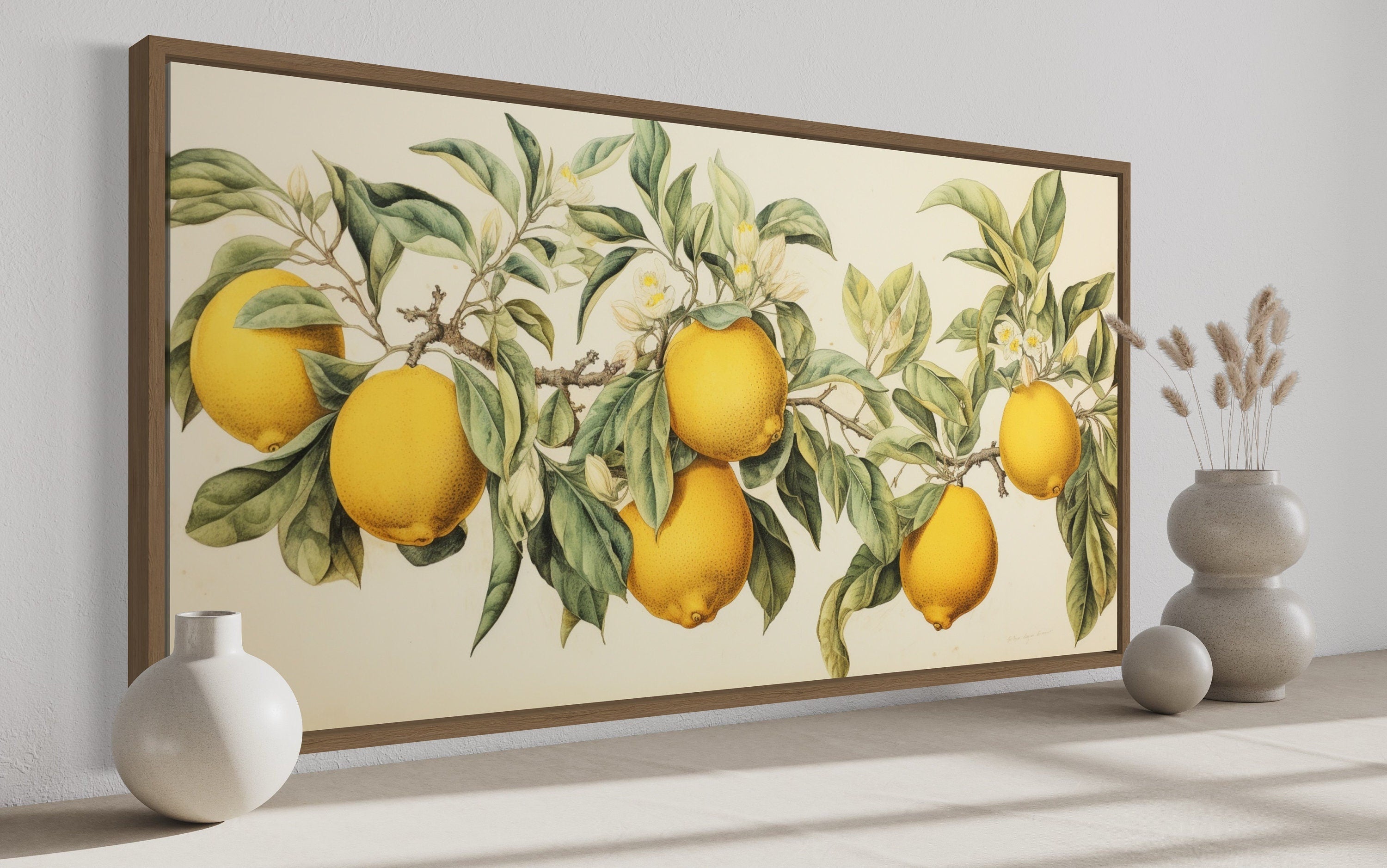 Rustic Lemon Tree Art – Farmhouse Wall Art | Kitchen Fruit Painting Canvas