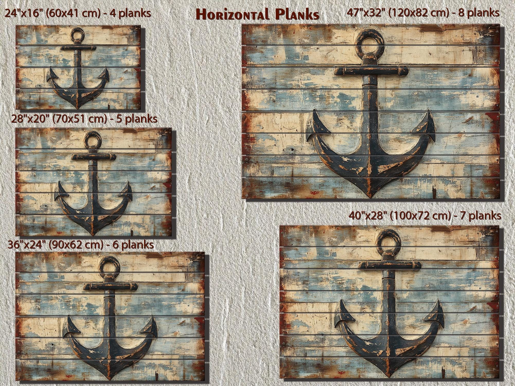 Rustic Nautical Ship's Anchor Distressed Wood Sign For Beach House Decor