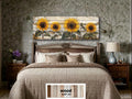 Rustic Sunflower on Whitewashed Wood Panel Long Narrow Distressed Wood Wall Art