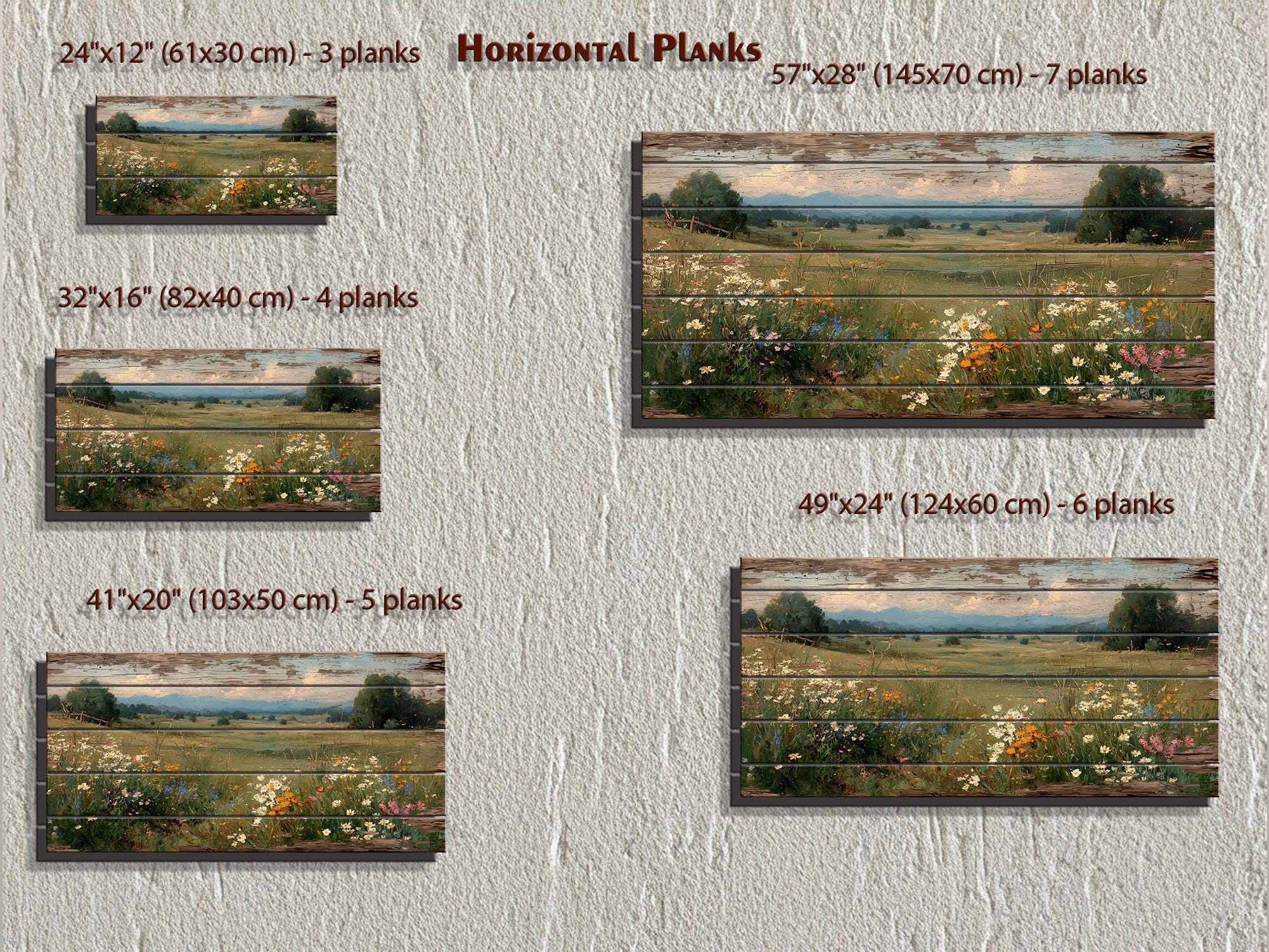 Rustic Wildflower Meadow Distressed Wood Wall Art