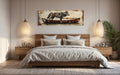 Rustic Wolf In Canoe  Long Horizontal Framed Canvas Wall Art