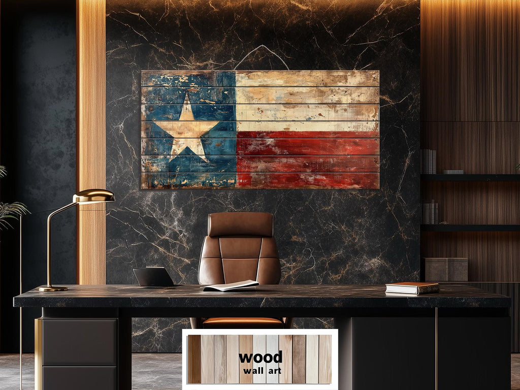 Rustic Wooden Texas Flag Real Wood Wall Art