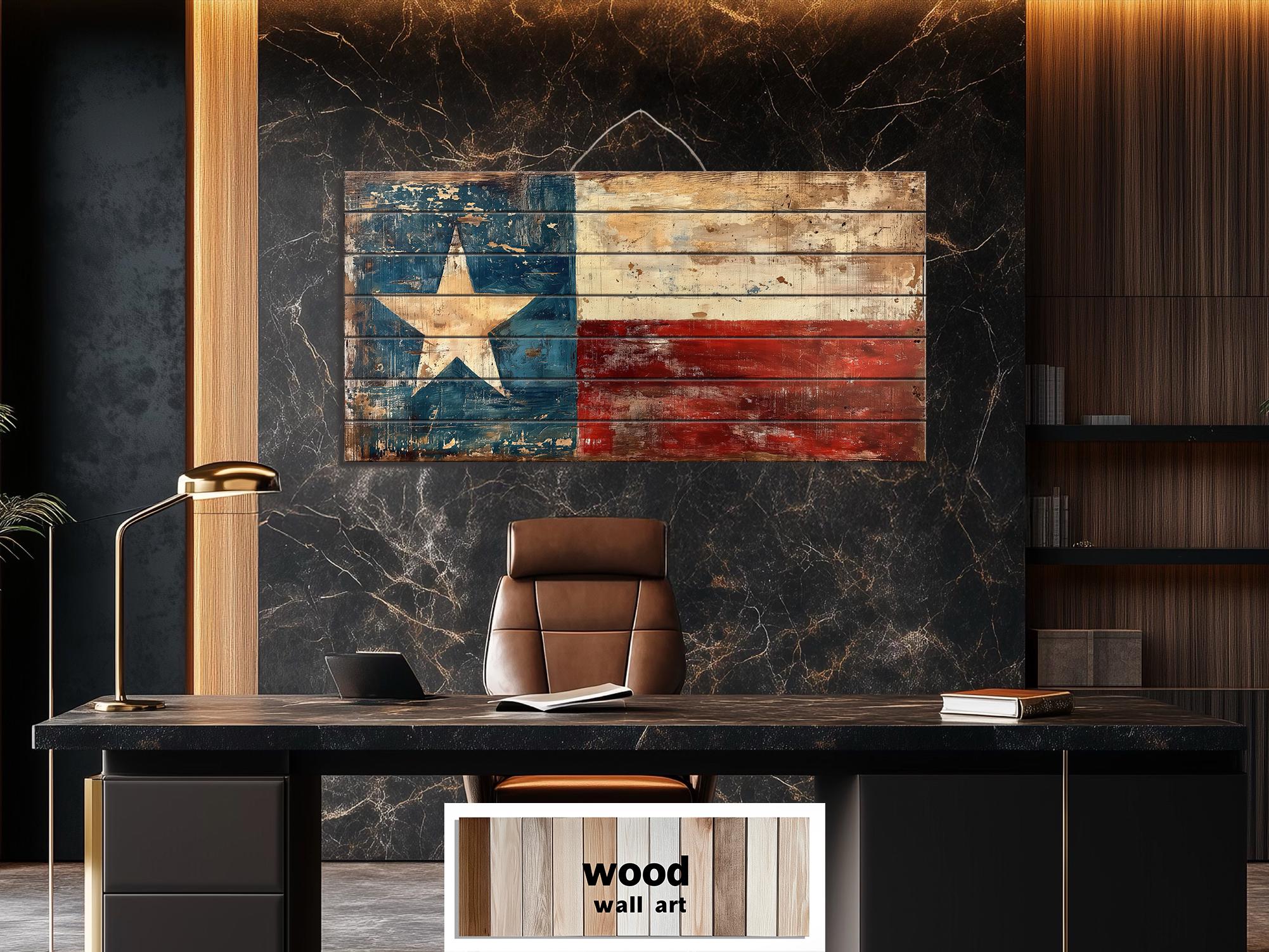 Rustic Wooden Texas Flag Real Wood Wall Art