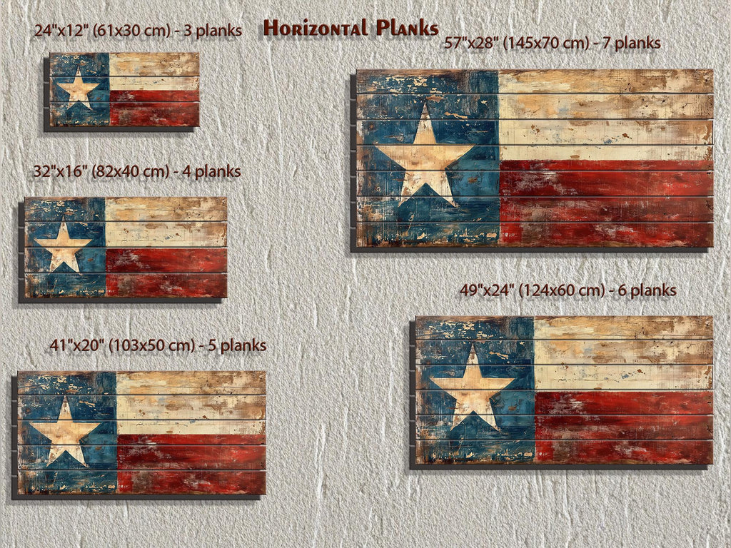 Rustic Wooden Texas Flag Real Wood Wall Art