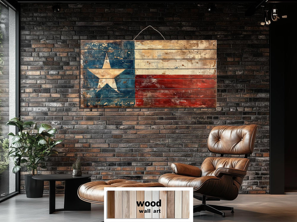 Rustic Wooden Texas Flag Real Wood Wall Art