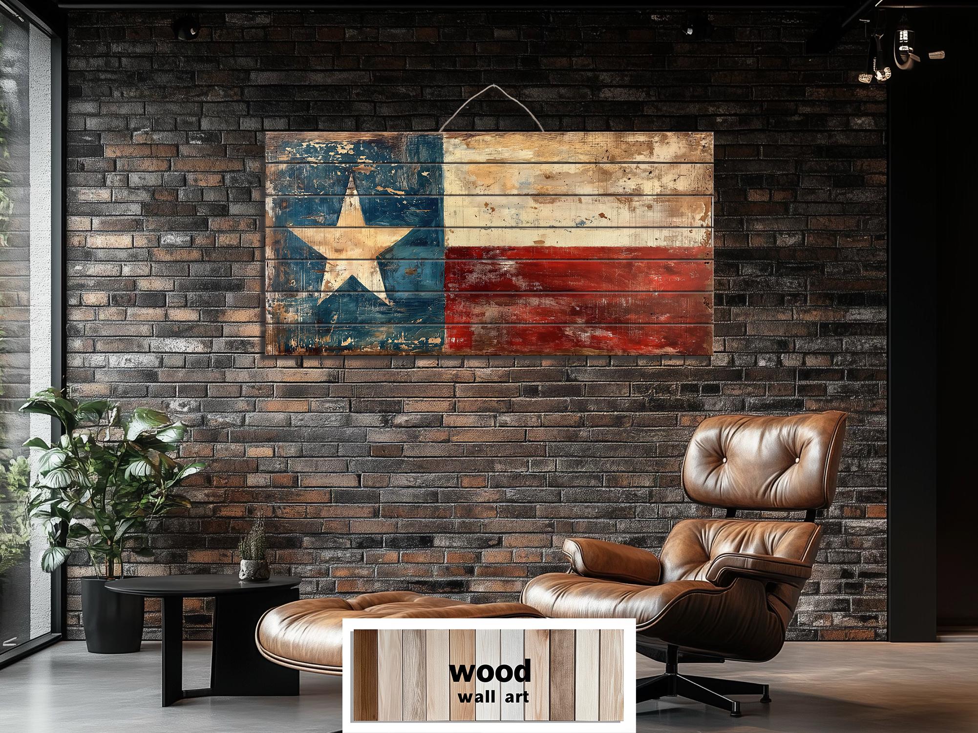 Rustic Wooden Texas Flag Real Wood Wall Art