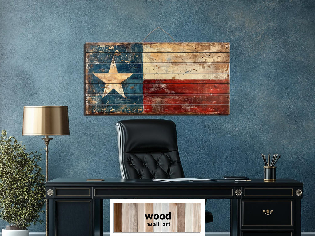 Rustic Wooden Texas Flag Real Wood Wall Art