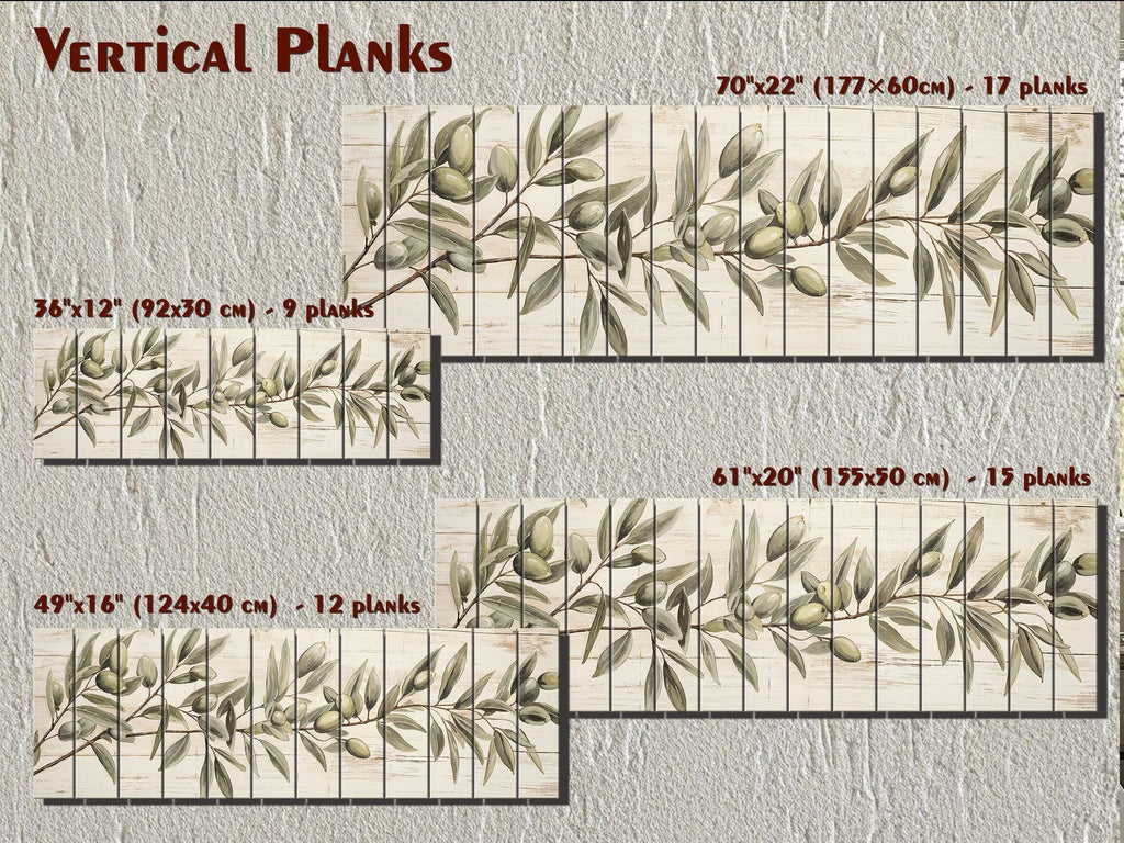 Sage Green Olive Branch Distressed Wood Wall Art