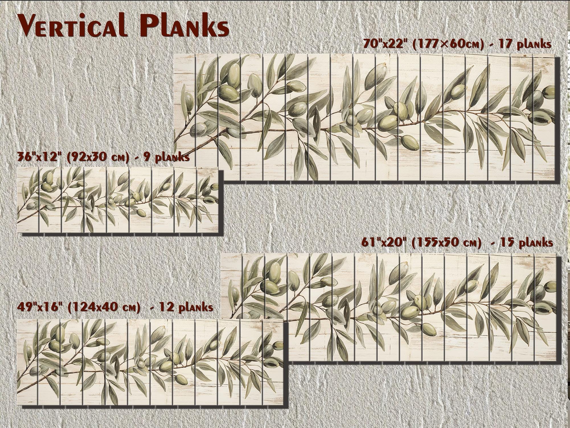 Sage Green Olive Branch Distressed Wood Wall Art