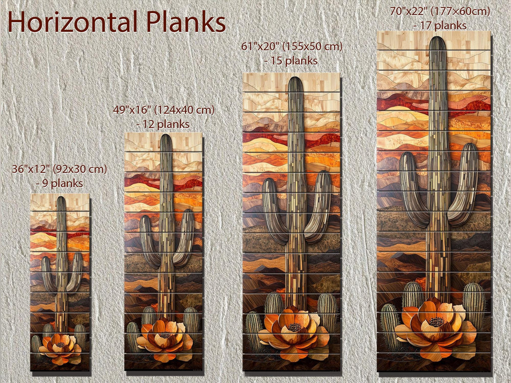 Saguaro Cactus  Tall Vertical Real Wood Wall Art