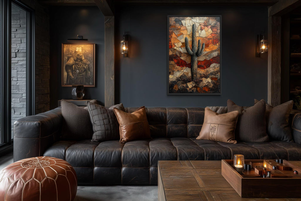 Saguaro Cactus Wall Art – Rustic Desert Landscape Canvas Print - Neutral Earthy Decor