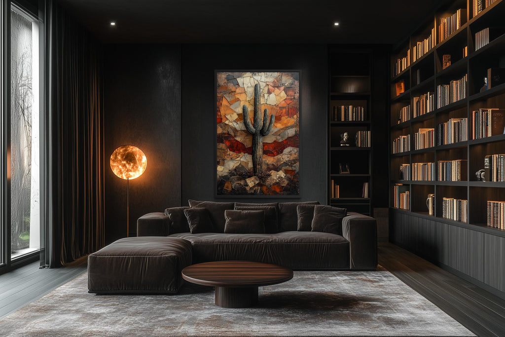 Saguaro Cactus Wall Art – Rustic Desert Landscape Canvas Print - Neutral Earthy Decor