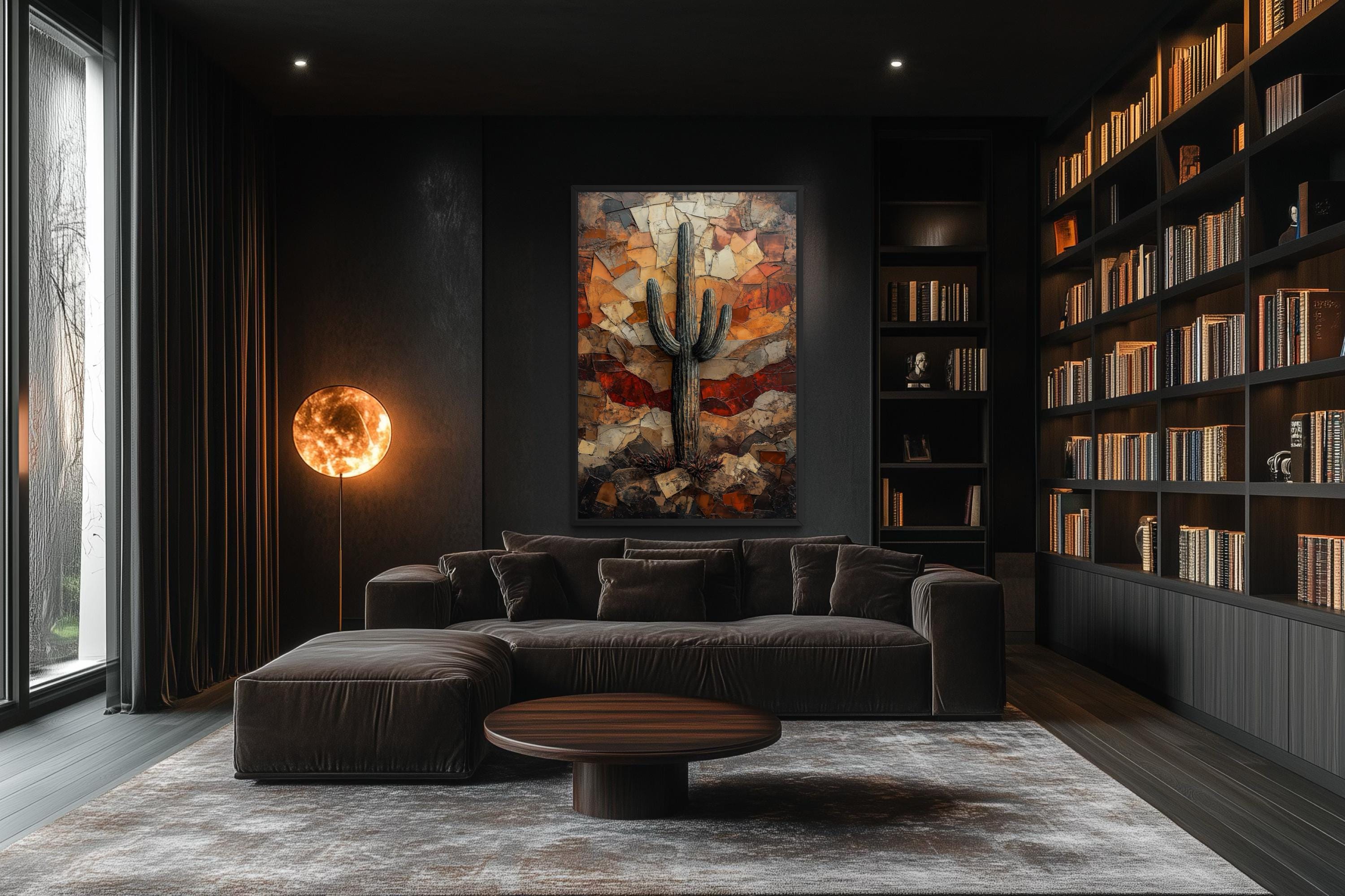 Saguaro Cactus Wall Art – Rustic Desert Landscape Canvas Print - Neutral Earthy Decor
