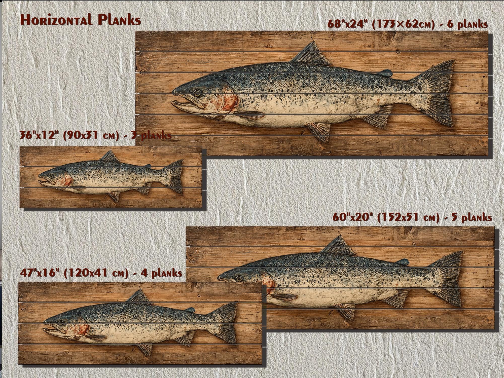 Salmon Distressed Long Narrow Wood Wall Art