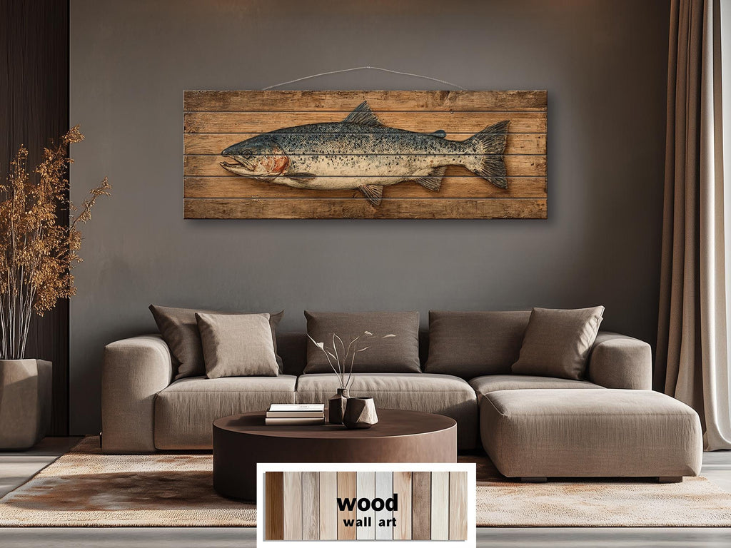 Salmon Distressed Long Narrow Wood Wall Art