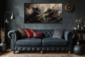 Samurai Duel Wall Art - Japanese Warrior Canvas with Dark Dramatic Battle Scene