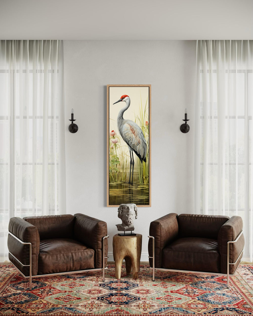 Sandhill Crane Tall Narrow Vertical Canvas Wall Art