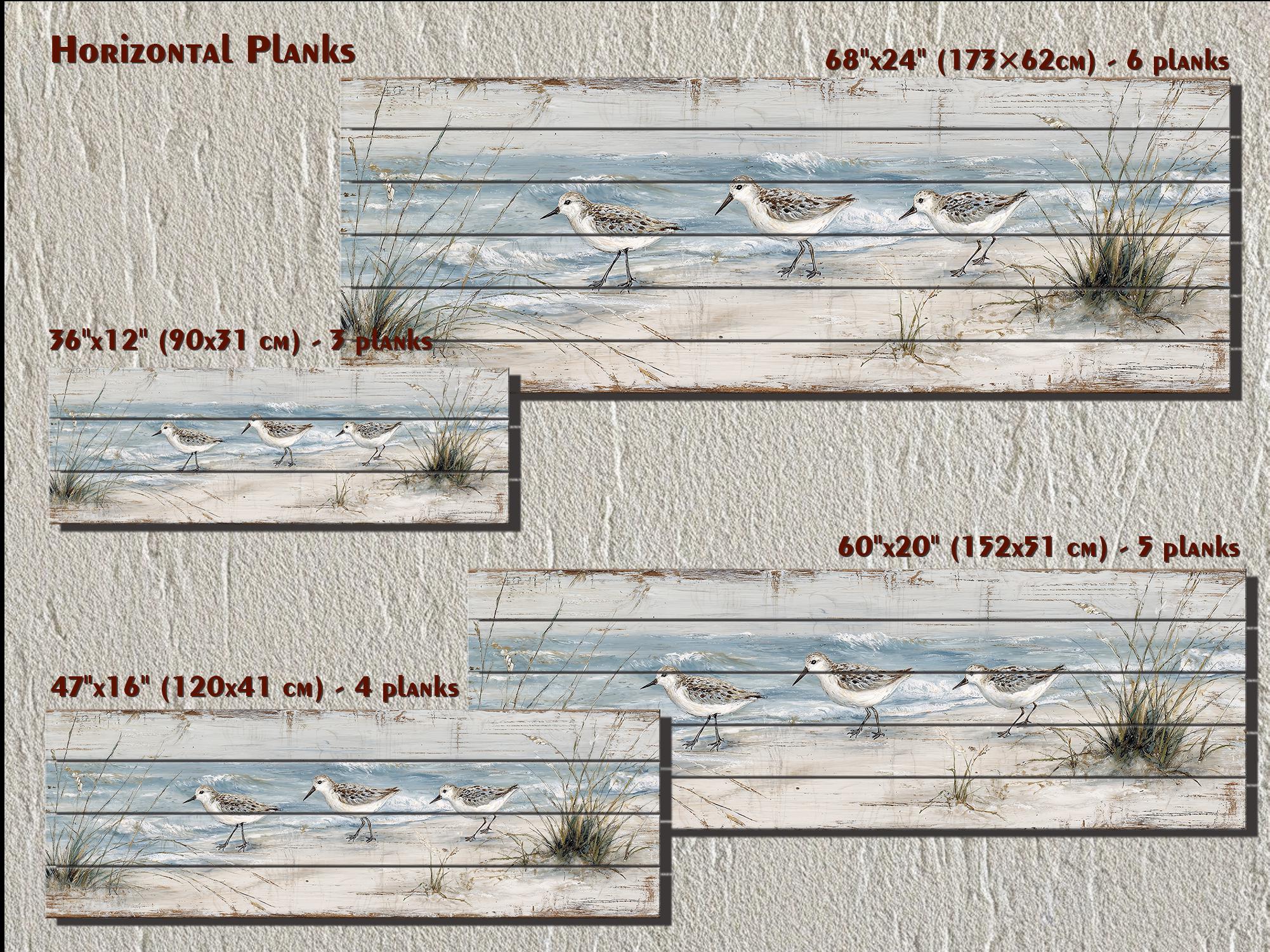 Sandpipers on the Beach Long Narrow Wood Wall Art For Beach House Decor