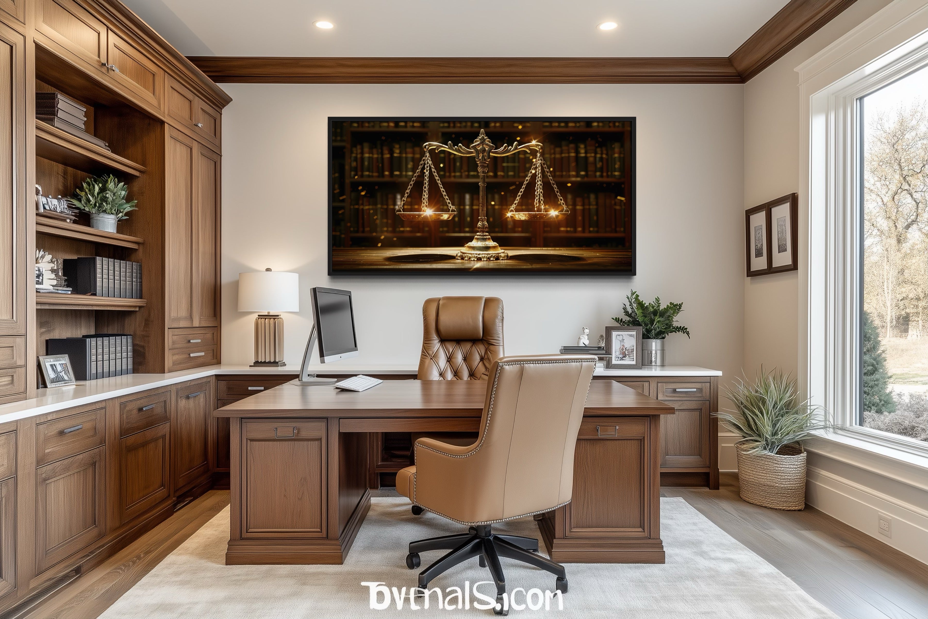 Scales Of Justice Wall Art – Framed Canvas Print For Law Office Decor