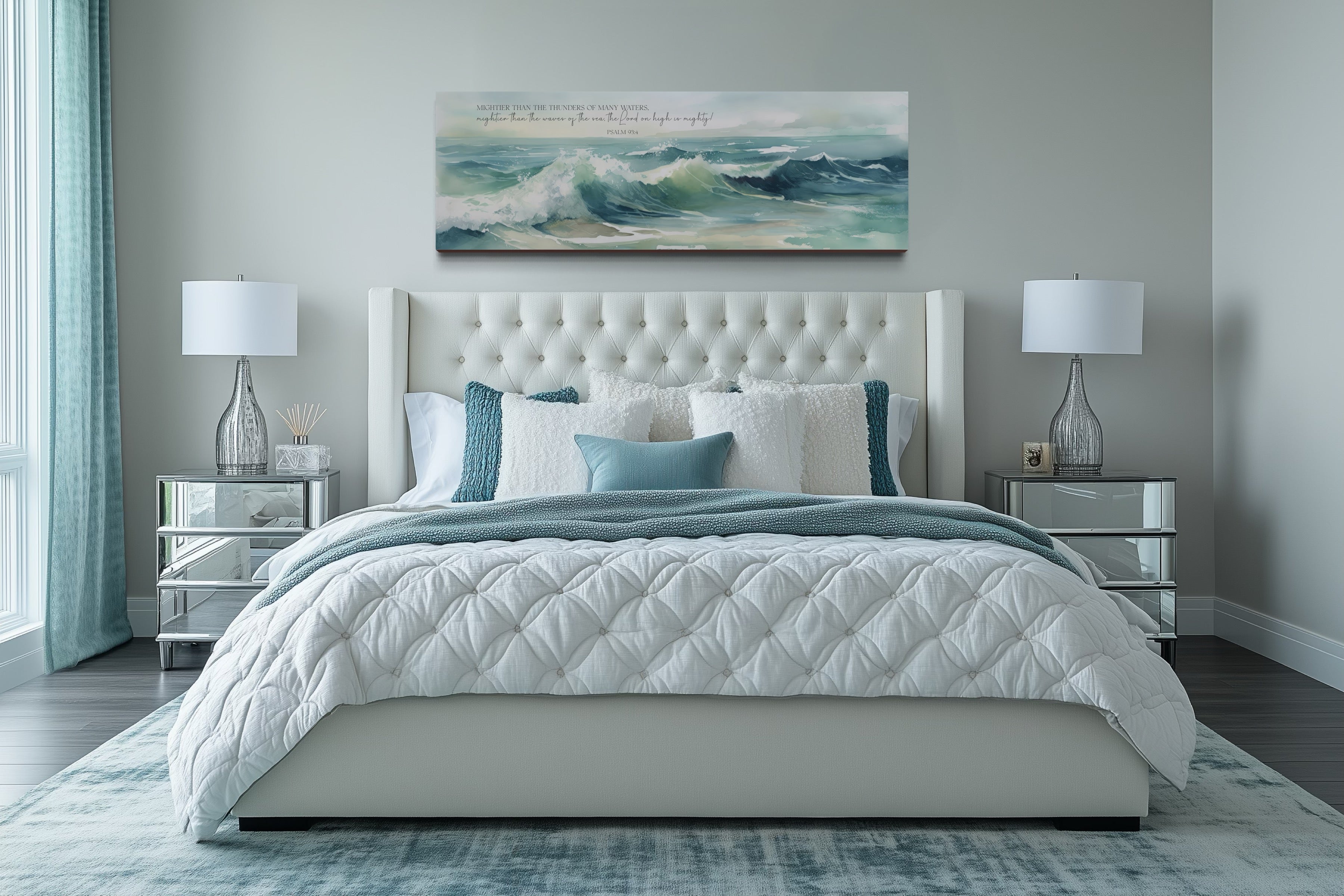 Scripture Wall Art Mightier Than The Waves Horizontal Framed Canvas Wall Art