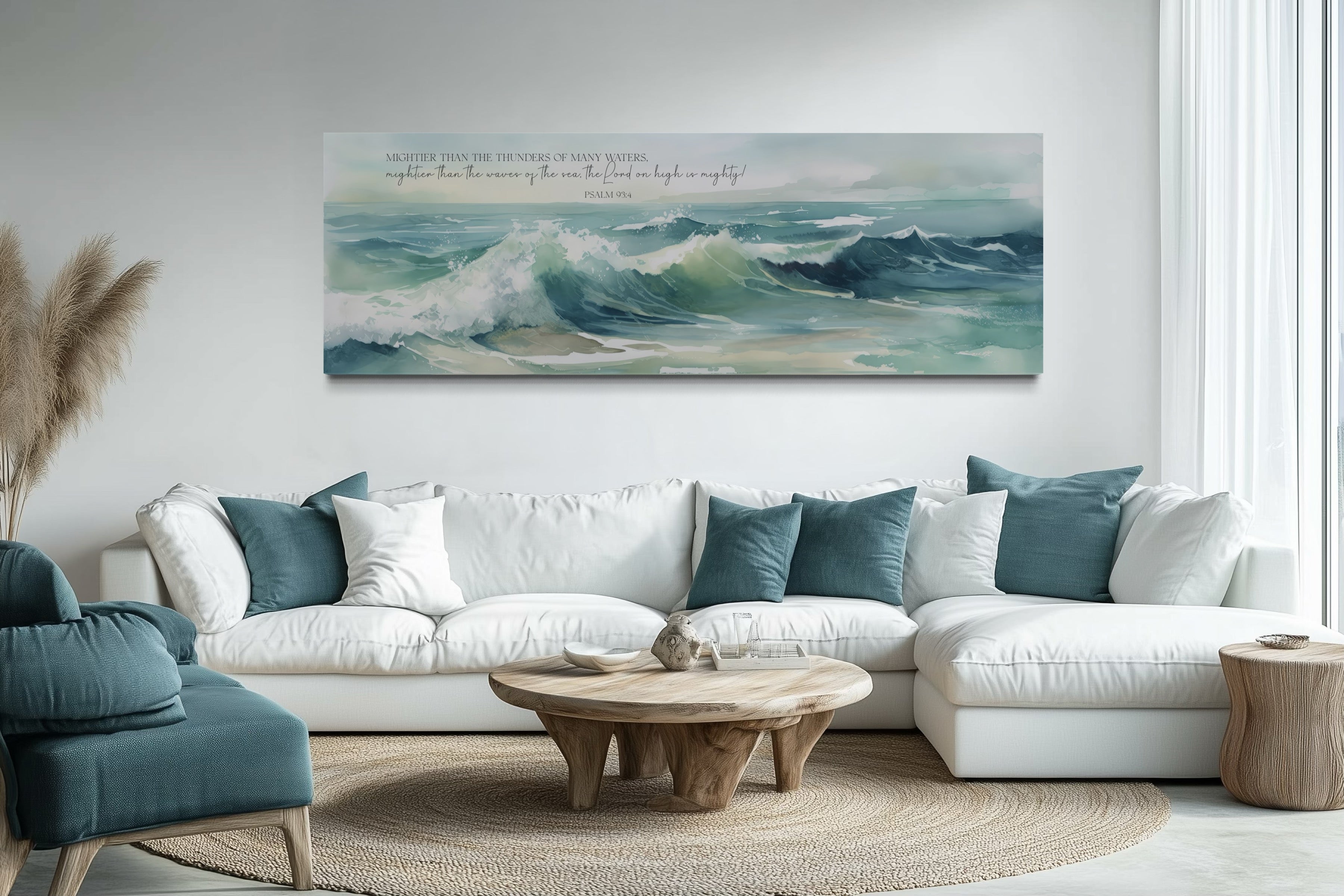 Scripture Wall Art Mightier Than The Waves Horizontal Framed Canvas Wall Art
