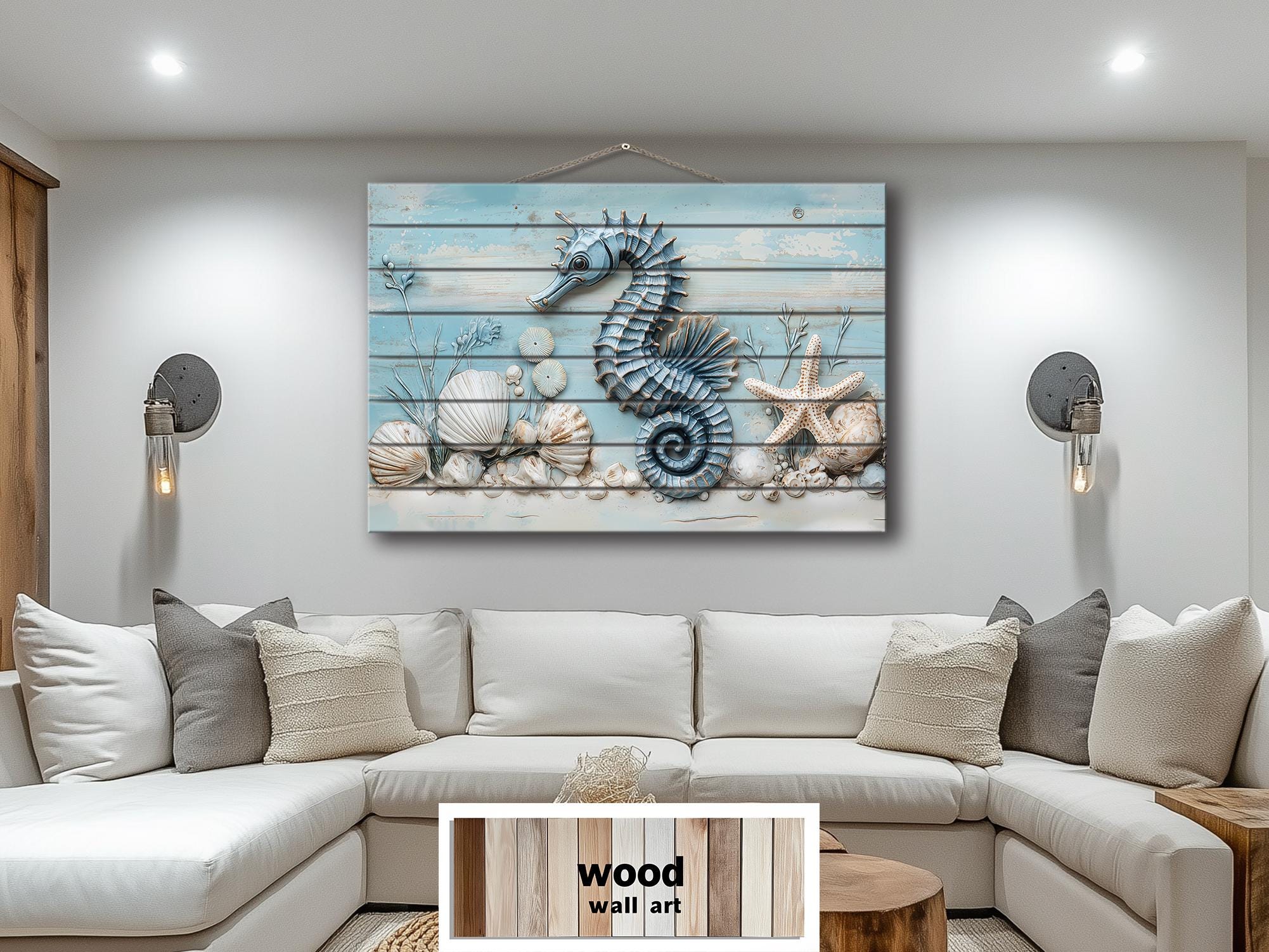 Seahorse Distressed Wood Wall Art For Coastal Decor