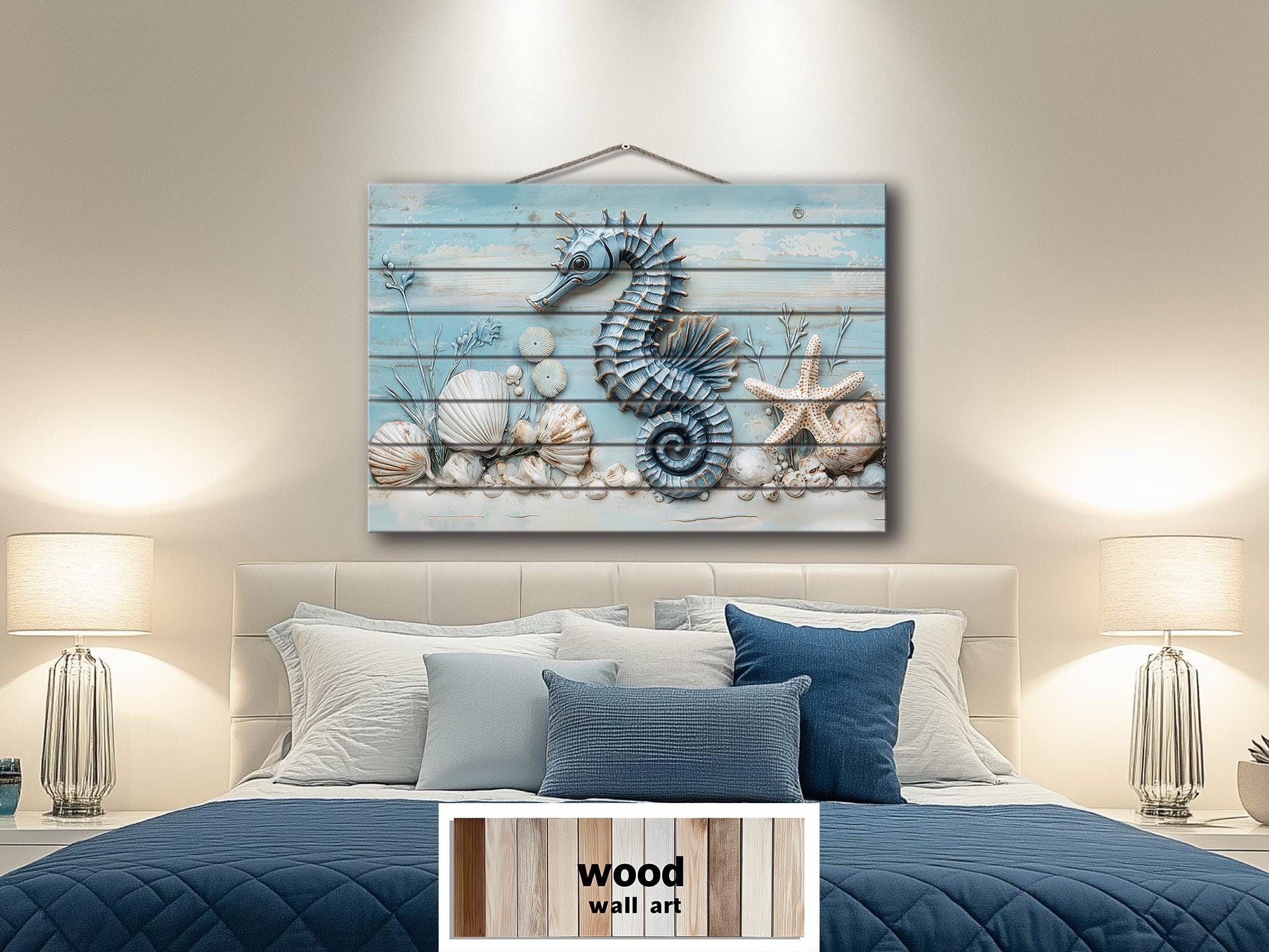 Seahorse Distressed Wood Wall Art For Coastal Decor