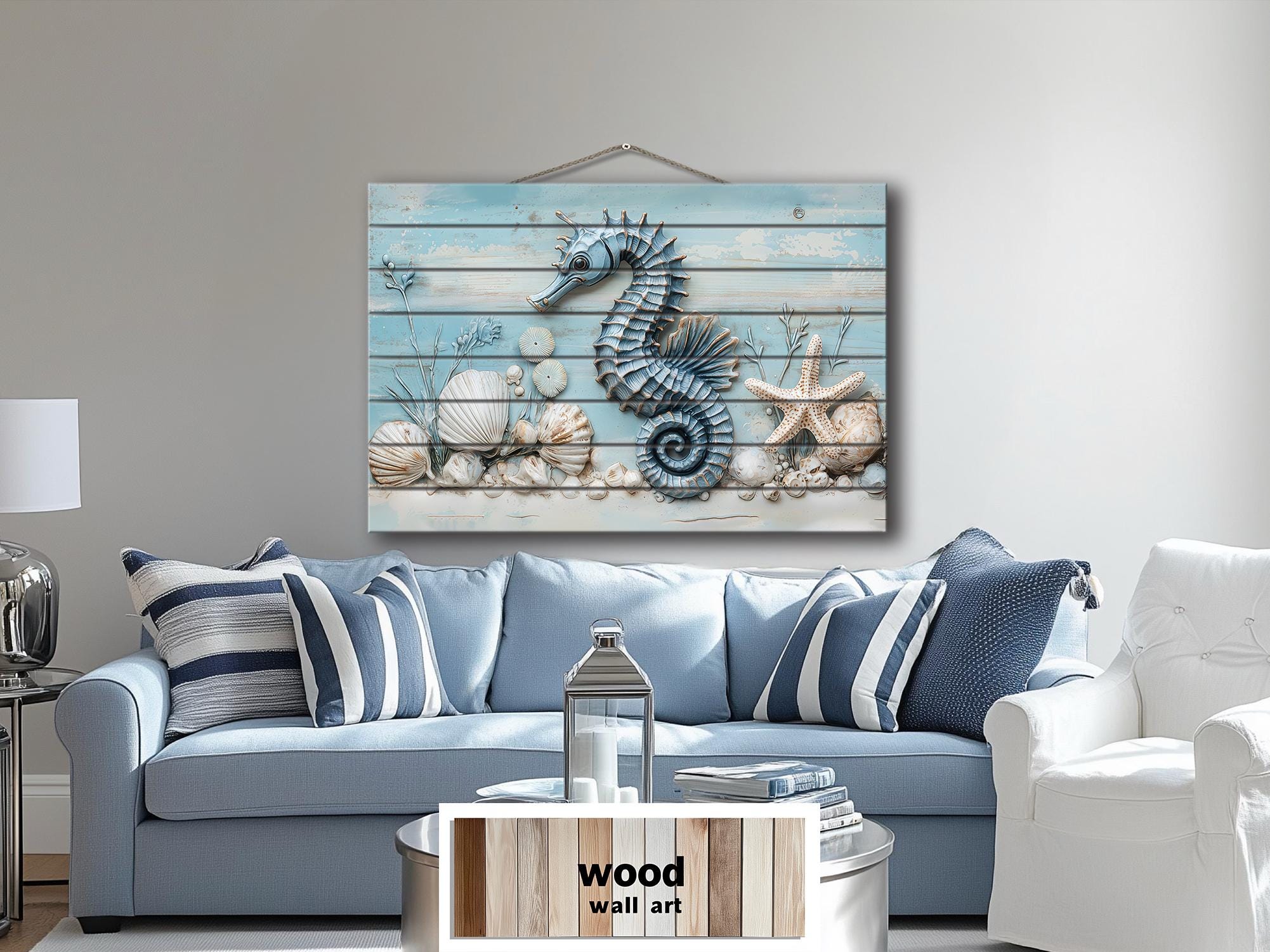 Seahorse Distressed Wood Wall Art For Coastal Decor