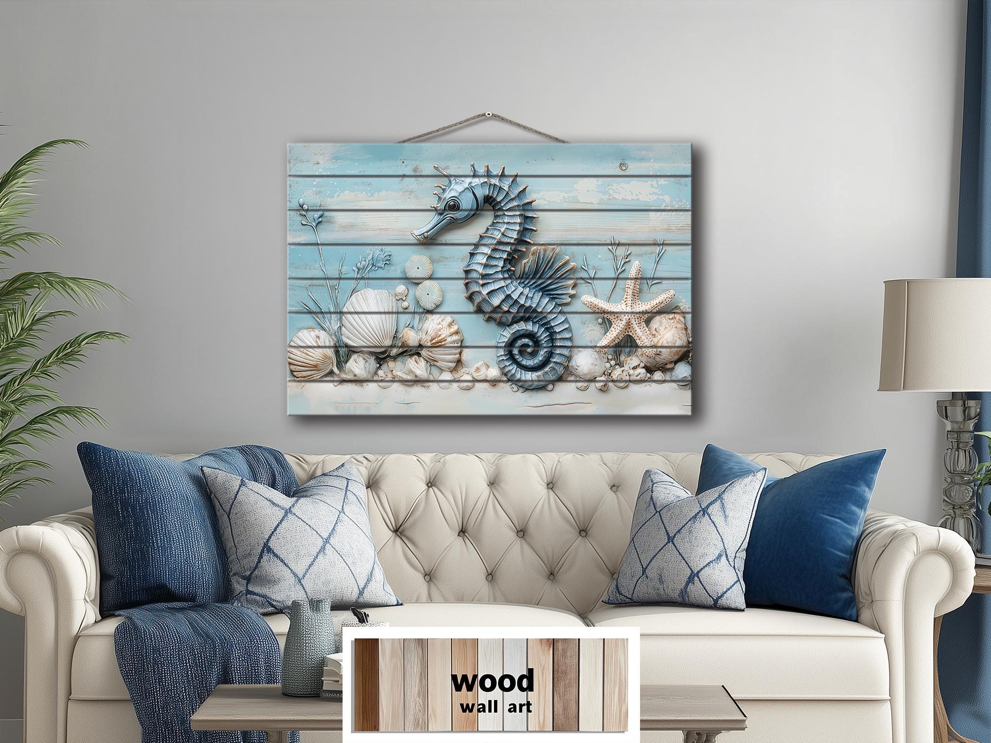 Seahorse Distressed Wood Wall Art For Coastal Decor