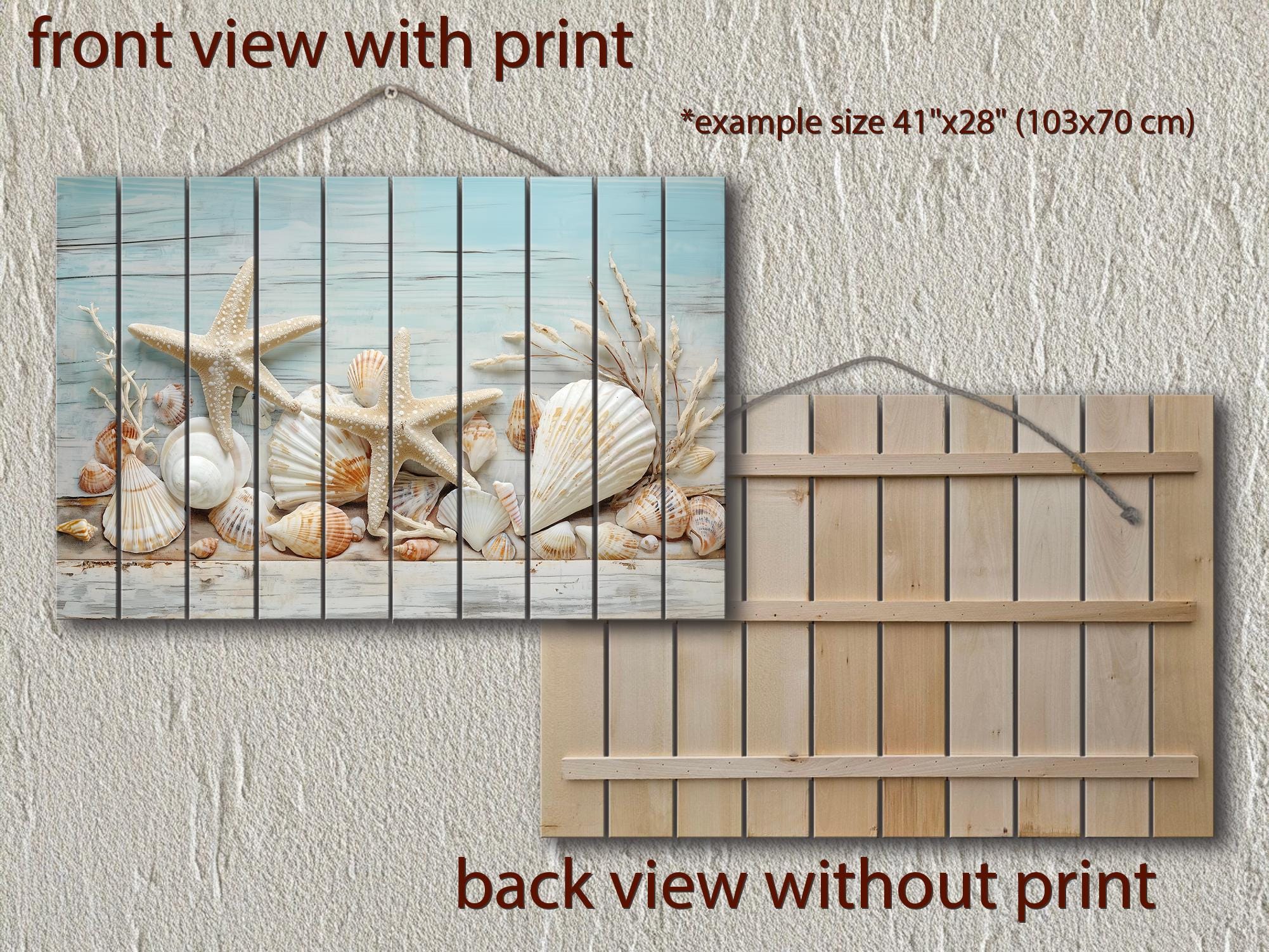 Seashells and Starfish Coastal Wood Wall Art