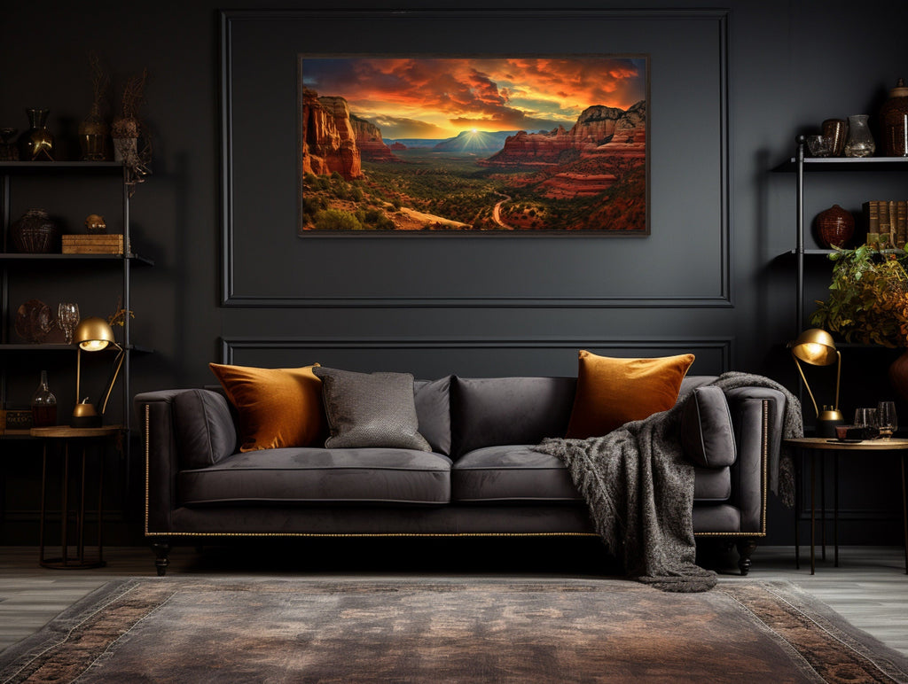 Sedona Sunset Canvas - Framed Southwest Wall Art with Vibrant Sunset Colors