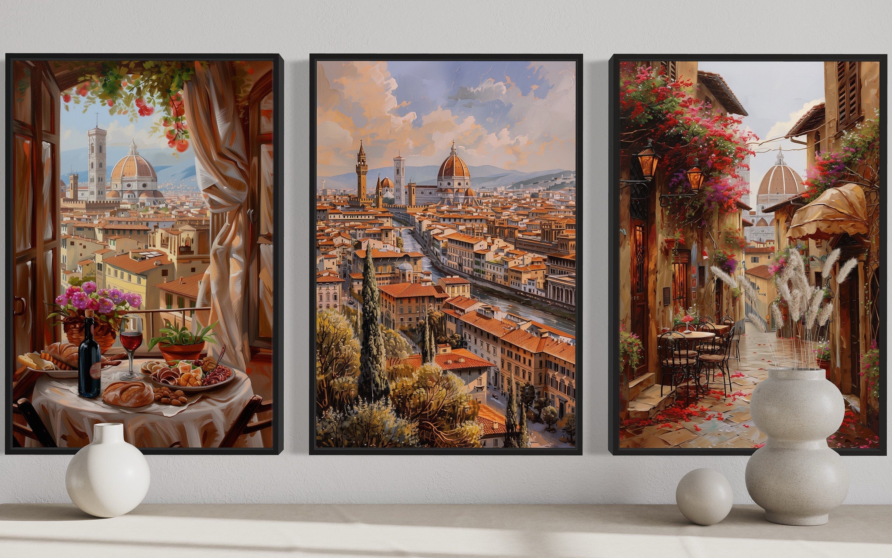 Set Of Three Florence Wall Art, Italy  Travel Posters
