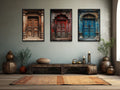 Set Of Three Indian Doors Framed Canvas Wall Art For Living Room