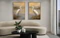 Set of 2 Egrets In The March Framed Canvas Wall Art