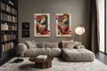 Set of 2 King And Queen Of Hearts Cards Framed Canvas Wall Art