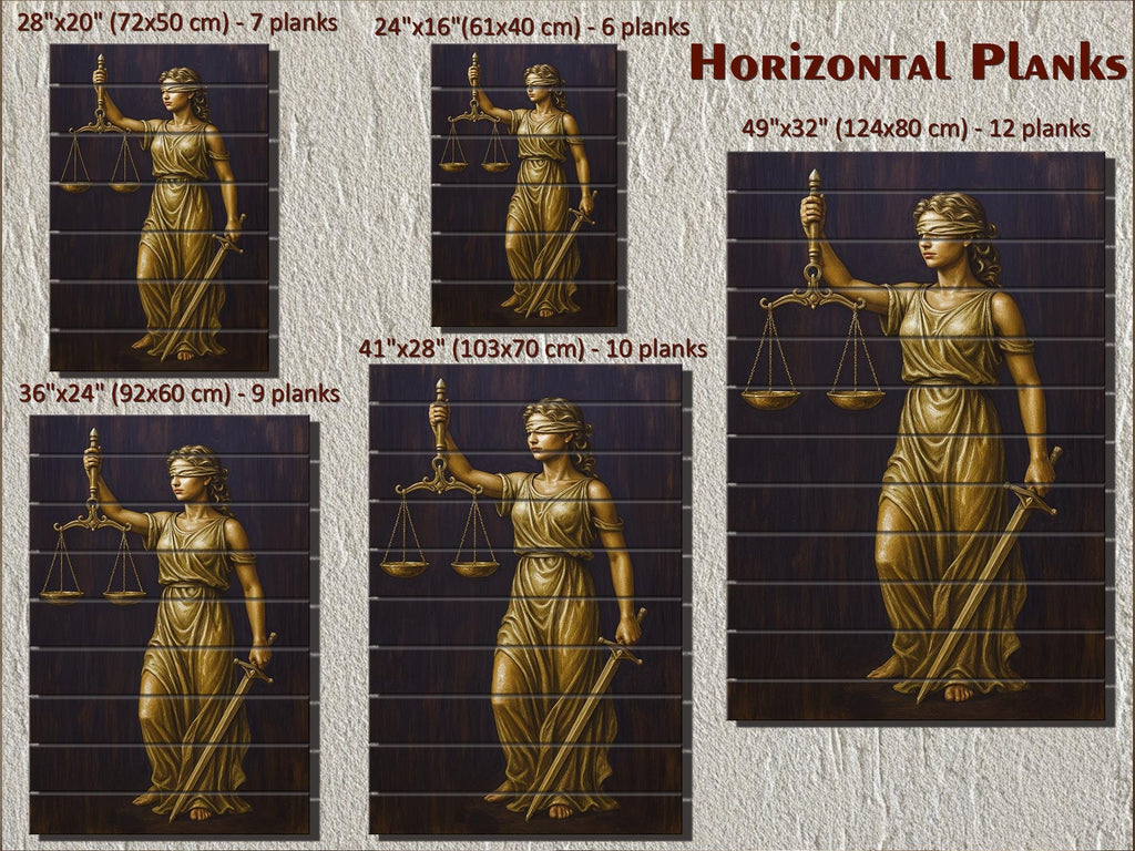Set of 2 Law Office Wood Wall Art – Brown Gold Lady Justice & Scales Of Justice