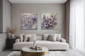 Set of 2 Light Purple Floral Prints – Cherry Blossom and Butterfly Flower Wall Art