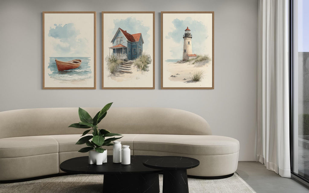 Set of 3 Beach House Wall Art Prints