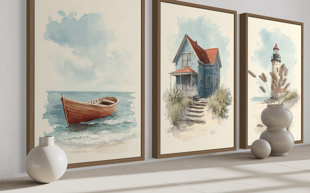 Set of 3 Beach House Wall Art Prints