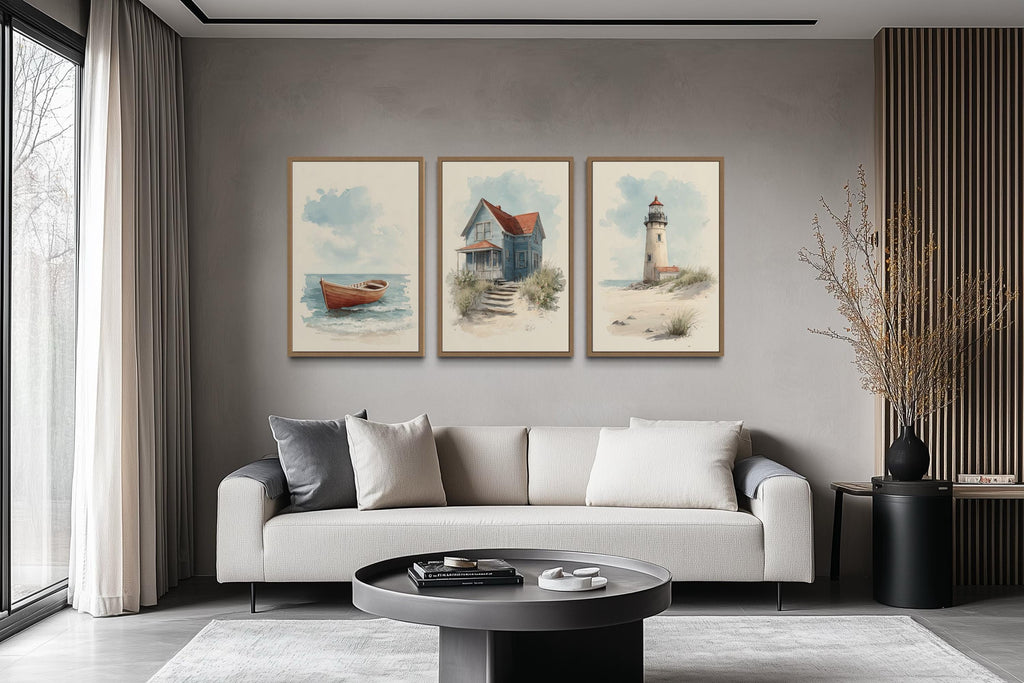 Set of 3 Beach House Wall Art Prints