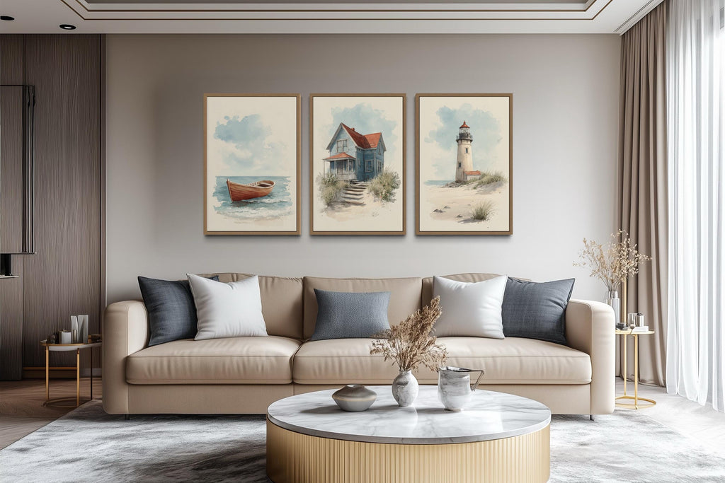 Set of 3 Beach House Wall Art Prints