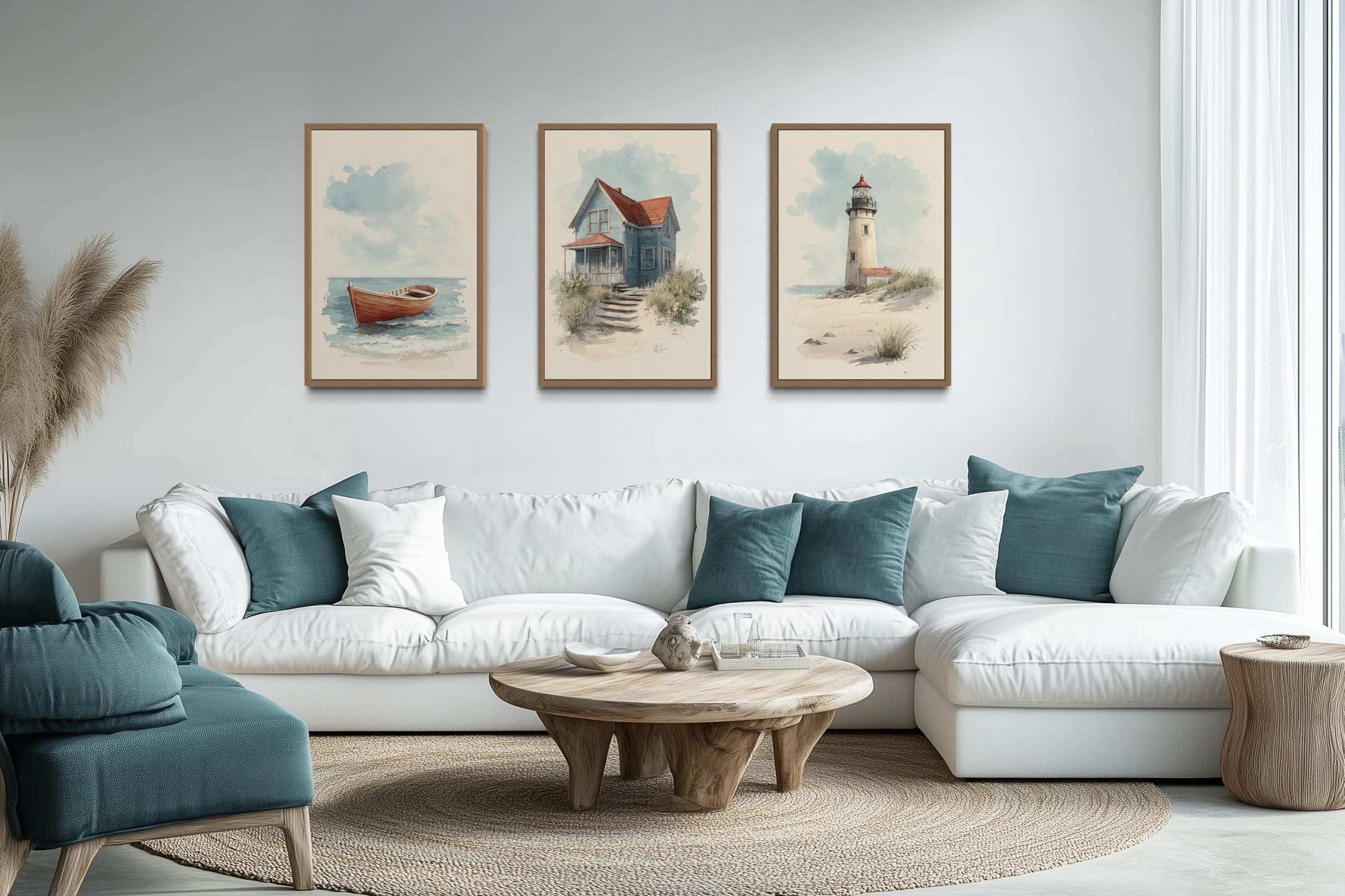 Set of 3 Beach House Wall Art Prints