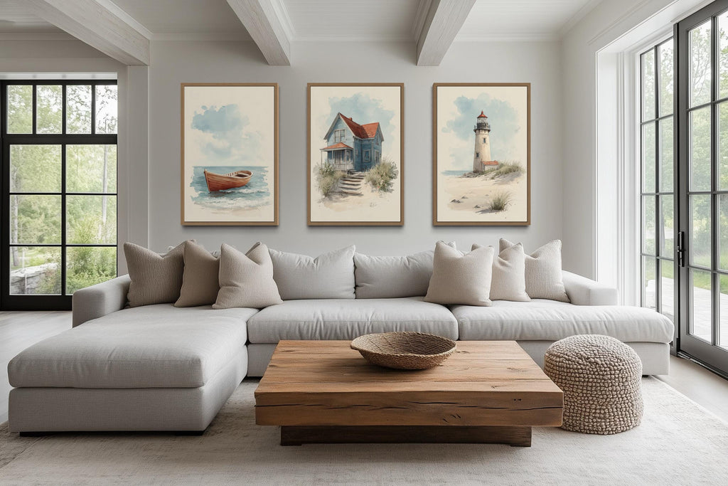 Set of 3 Beach House Wall Art Prints