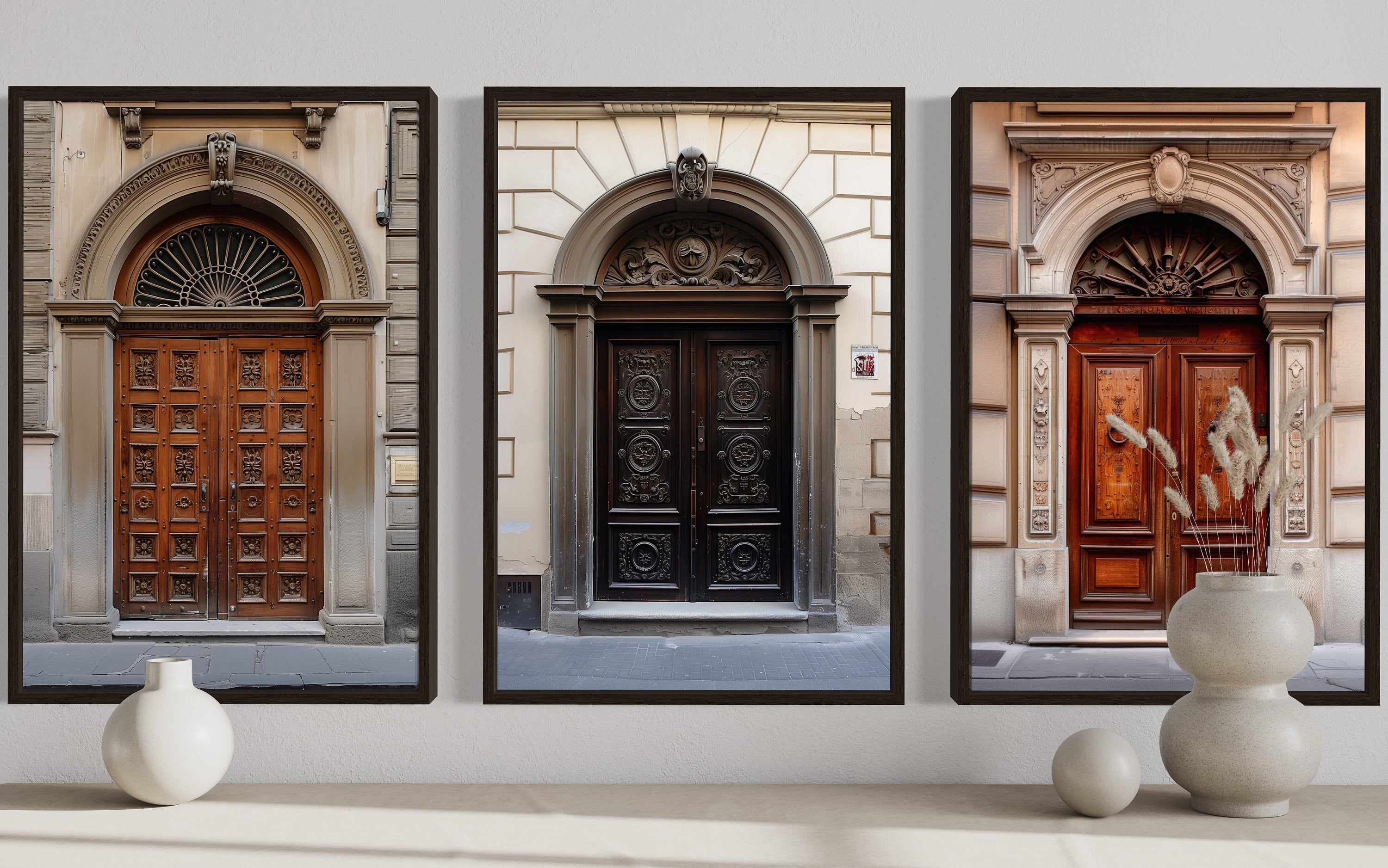 Set of 3 Florence Doors Painting Architecture Italy Wall Art