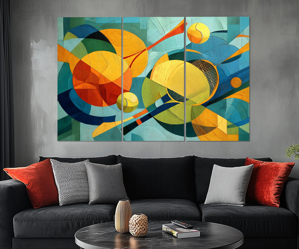 Set of 5 Panel Abstract Colorful Tennis Wall Art